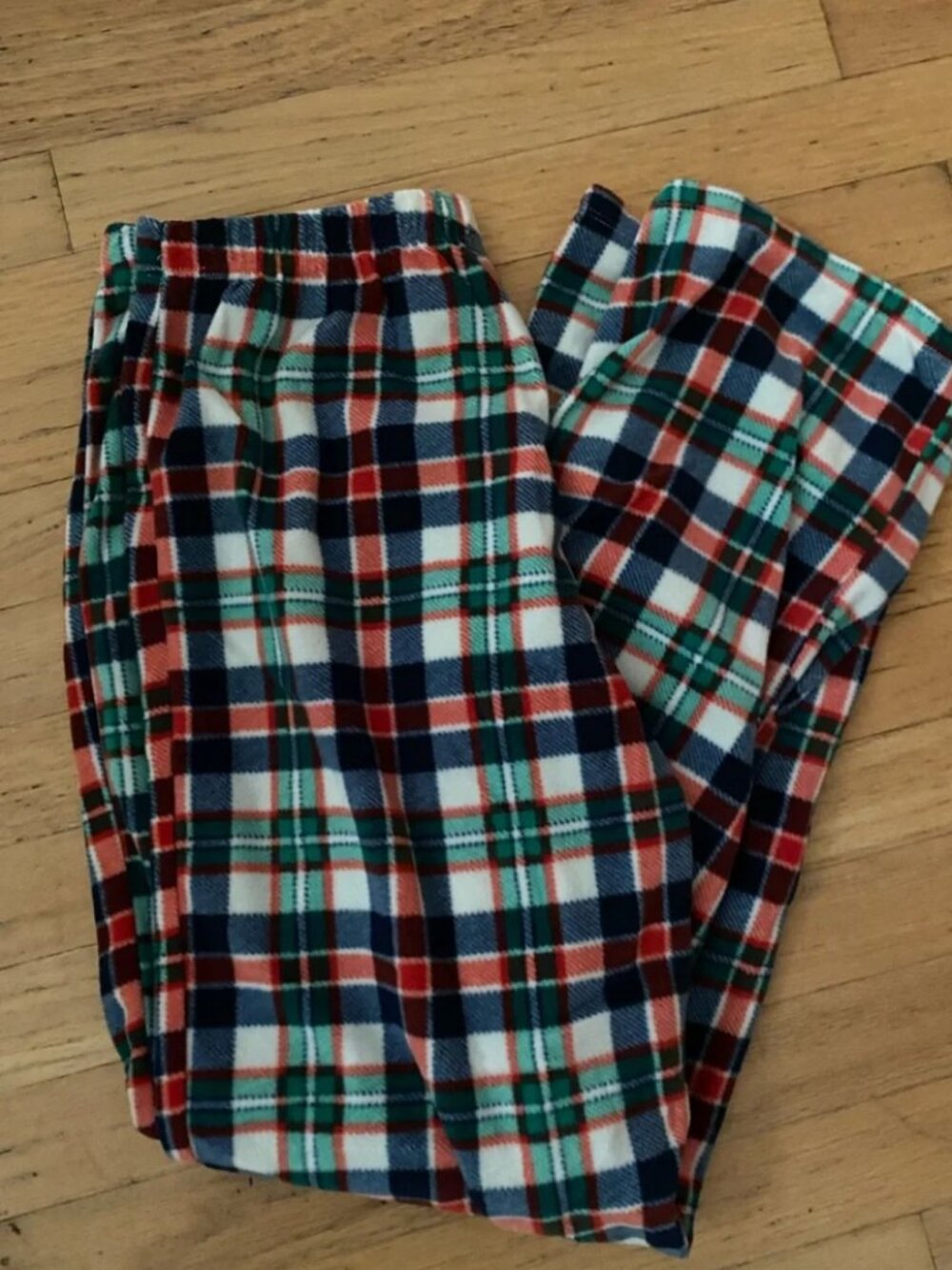 Plaid Fleece Joggers - Red, Green & Navy
